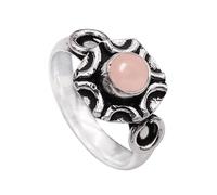 JEWELSTREZORO Anillo de plata de ley 925 para hombre y mujer, artículo de regalo, joyería hecha a mano TSR1006AA, 51 (16.2), Metal precioso Piedras preci, Cuarzo rosa