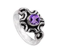 JEWELSTREZORO Anillo de plata de ley 925 para hombre y mujer, artículo de regalo, joyería hecha a mano TSR1006AA, 73 (23.2), Metal precioso Piedras preci, Amatista