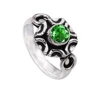 JEWELSTREZORO Anillo de plata de ley 925 para hombre y mujer, artículo de regalo, joyería hecha a mano TSR1006AA, 48 (15.3), Metal precioso Piedras preci, Tsavorita criada en el laboratorio