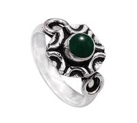 JEWELSTREZORO Anillo de plata de ley 925 para hombre y mujer, artículo de regalo, joyería hecha a mano TSR1006AA, 47 (15.0), Metal precioso Piedras preci, Jade Verde