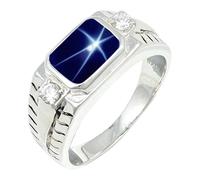 JEWELSTREZORO Anillo de plata de ley 925 para hombre y mujer, artículo de regalo, joyería hecha a mano TSR1167AA, 20, Metal precioso Piedras preci, Blue Lindy Star criada en laboratorio