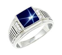 JEWELSTREZORO Anillo de plata de ley 925 para hombre y mujer, artículo de regalo, joyería hecha a mano TSR1164AA, 16, Metal precioso Piedras preci, Blue Lindy Star criada en laboratorio