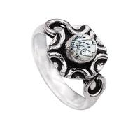 JEWELSTREZORO Anillo de plata de ley 925 para hombre y mujer, artículo de regalo, joyería hecha a mano TSR1006AA, 48 (15.3), Metal precioso Piedras preci, Ópalo de dendrita