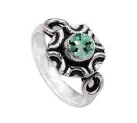 JEWELSTREZORO Anillo de plata de ley 925 para hombre y mujer, artículo de regalo, joyería hecha a mano TSR1006AA, 52 (16.6), Metal precioso Piedras preci, Aguamarina cultivada en el laboratorio
