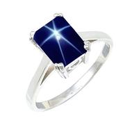 JEWELSTREZORO Anillo de plata de ley 925 para hombre y mujer, artículo de regalo, joyería hecha a mano TSR1157AA, 18, Metal precioso Piedras preci, Blue Lindy Star criada en laboratorio