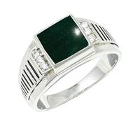 JEWELSTREZORO Anillo de plata de ley 925 para hombre y mujer, artículo de regalo, joyería hecha a mano TSR1164AA, 16, Metal precioso Piedras preci, Jade Verde