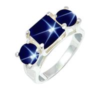 JEWELSTREZORO Anillo de plata de ley 925 para hombre y mujer, artículo de regalo, joyería hecha a mano TSR1161AA, 18, Metal precioso Piedras preci, Blue Lindy Star criada en laboratorio