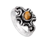 JEWELSTREZORO Anillo de plata de ley 925 para hombre y mujer, artículo de regalo, joyería hecha a mano TSR1006AA, 51 (16.2), Metal precioso Piedras preci, Ojo de tigre