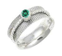 JEWELSTREZORO Anillo de plata de ley 925 para hombre y mujer, con estilo hecho a mano, artículo de regalo TSR154AA, 18, Metal precioso Piedras preci, Esmeralda criada en el laboratorio