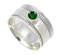 JEWELSTREZORO Anillo de plata de ley 925 para hombre y mujer, con estilo hecho a mano, artículo de regalo TSR147AA, 16, Metal precioso Piedras preci, Óxido de cromo criado en el laboratorio