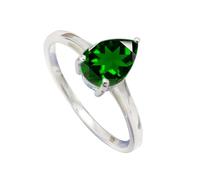JEWELSTREZORO Anillo de plata de ley 925 para hombre y mujer, joya hecha a mano TSR1079AA, 14, Metal precioso Piedras preci, Óxido de cromo criado en el laboratorio