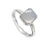 JEWELSTREZORO Anillo de plata de ley 925 para hombre y mujer, joya hecha a mano TSR1139AA, 14, Metal precioso Piedras preci, Piedra de luna, blanca