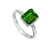 JEWELSTREZORO Anillo de plata de ley 925 para hombre y mujer, joya hecha a mano TSR1139AA, 18, Metal precioso Piedras preci, Óxido de cromo criado en el laboratorio