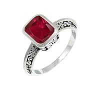 JEWELSTREZORO Anillo de plata de ley 925 para hombre y mujer, joya hecha a mano TSR1149AA, 20, Metal precioso Piedras preci, Rubyllit criado en el laboratorio
