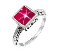 JEWELSTREZORO Anillo de plata de ley 925 para hombre y mujer, joya hecha a mano TSR1150AA, 18, Metal precioso Piedras preci, Rosa Lindy Star criada en el laboratorio