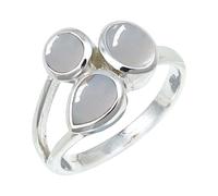 JEWELSTREZORO Anillo de plata de ley 925 para hombre y mujer, joya hecha a mano TSR1154AA, 14, Metal precioso Piedras preci, Piedra de luna, blanca