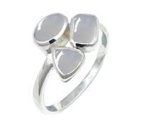 JEWELSTREZORO Anillo de plata de ley 925 para hombre y mujer, joya hecha a mano TSR1155AA, 20, Metal precioso Piedras preci, Piedra de luna, blanca