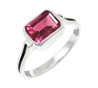 JEWELSTREZORO Anillo de plata de ley 925 para hombre y mujer, joya hecha a mano TSR1159AA, 16, Metal precioso Piedras preci, Turmalina rosa criada en el laboratorio