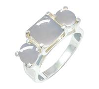 JEWELSTREZORO Anillo de plata de ley 925 para hombre y mujer, joya hecha a mano TSR1161AA, 14, Metal precioso Piedras preci, Piedra de luna, blanca
