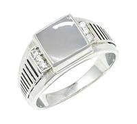 JEWELSTREZORO Anillo de plata de ley 925 para hombre y mujer, joya hecha a mano TSR1164AA, 18, Metal precioso Piedras preci, Piedra de luna, blanca