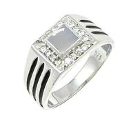 JEWELSTREZORO Anillo de plata de ley 925 para hombre y mujer, joya hecha a mano TSR1165AA, 18, Metal precioso Piedras preci, Piedra de luna, blanca