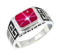 JEWELSTREZORO Anillo de plata de ley 925 para hombre y mujer, joya hecha a mano TSR1173AA, 20, Metal precioso Piedras preci, Rosa Lindy Star criada en el laboratorio