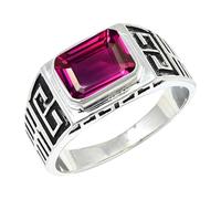JEWELSTREZORO Anillo de plata de ley 925 para hombre y mujer, joya hecha a mano TSR1173AA, 20, Metal precioso Piedras preci, Rodolita criada en el laboratorio