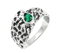 JEWELSTREZORO Anillo de plata de ley 925 para hombre y mujer, joya hecha a mano TSR1227AA, 18, Metal precioso Piedras preci, Esmeralda criada en el laboratorio