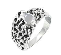 JEWELSTREZORO Anillo de plata de ley 925 para hombre y mujer, joya hecha a mano TSR1227AA, 18, Metal precioso Piedras preci, Piedra de luna, blanca