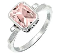 JEWELSTREZORO Anillo de plata de ley 925 para hombre y mujer, joya hecha a mano TSR1229AA, 14, Metal precioso Piedras preci, Morganita criada en el laboratorio