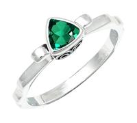 JEWELSTREZORO Anillo de plata de ley 925 para hombre y mujer, joya hecha a mano TSR1231AA, 14, Metal precioso Piedras preci, Esmeralda criada en el laboratorio