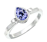JEWELSTREZORO Anillo de plata de ley 925 para hombre y mujer, joya hecha a mano TSR1233AA, 18, Metal precioso Piedras preci, Tanzanita criada en el laboratorio