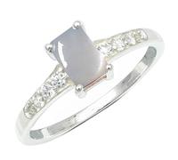 JEWELSTREZORO Anillo de plata de ley 925 para hombre y mujer, TSR1239AA, 18, Metal precioso Piedras preci, Piedra de luna, blanca
