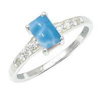 JEWELSTREZORO Anillo de plata de ley 925 piedra preciosa Larimar para hombres y mujeres todos los tamaños joyería hecha mano TSR1239BF24_70 (22.3)