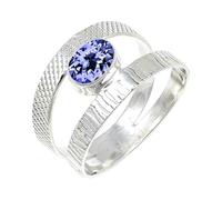 JEWELSTREZORO - Anillo de plata de ley con gemas para hombres y mujeres, de todos los tamaños, joyería hecha a mano, TSR131AA, 4, Metal Gema, laboratorio de tanzanita cultivado