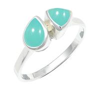 JEWELSTREZORO Anillo de plata de ley para hombres y mujeres, todos los tamaños, hecho a mano Jewerly TSR1260AA, 57 (18.1), Metal precioso Piedras preci, Aqua-calcedonia