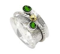 JEWELSTREZORO Anillo giratorio de piedras preciosas de plata de ley 925 para hombres y mujeres, todos los tamaños, hecho a mano Jewerly TSR1107AA, 49 (15.6), Metal precioso Piedras preci, Óxido de