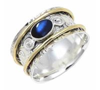 JEWELSTREZORO Anillo giratorio de plata de ley 925 maciza con piedras preciosas Labradorita de hombres y mujeres joyería TSR1212BN26_72 (22.9)