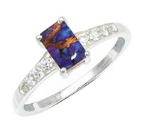 JEWELSTREZORO Anillo plata de ley 925 con piedras preciosas de Turquesa morada con cobre para hombres y mujeres joya hecha mano TSR1239BK3_49 (15.6)