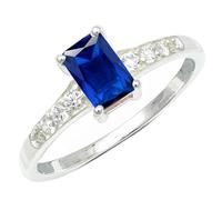 JEWELSTREZORO Anillo plata de ley 925 con piedras preciosas de Zafiro azul sintético para hombres y mujeres Hecha a mano joya TSR1239AO29_75 (23.9)