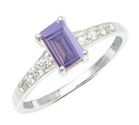 JEWELSTREZORO Anillo plata de ley 925 maciza con gema de Cuarzo lavanda sintético para hombres y mujeres Hecha a mano joya TSR1239AX4_50 (15.9)