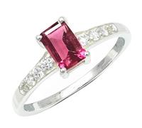 JEWELSTREZORO Anillo plata de ley 925 maciza con gema de Turmalina rosa sintética para hombres y mujeres Hecha a mano joya TSR1239AR4_50 (15.9)