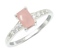 JEWELSTREZORO Anillo plata de ley 925 piedra preciosa Cuarzo rosa para hombres y mujeres todos tamaños joyería hecha mano TSR1239BX5_51 (16.2)