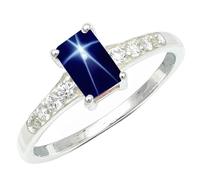 JEWELSTREZORO Anillo plata ley 925 con piedras preciosas de Zafiro azul estrella Linde sintético para hombres y mujeres Hecha a mano joya TSR1239BG16_62 (19.7)