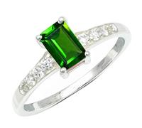 JEWELSTREZORO Anillo plata ley 925 maciza con gema de Diopsido de cromo sintético para hombres y mujeres Hecha a mano joya TSR1239BB4_50 (15.9)