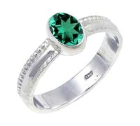 JEWELSTREZORO Piedra preciosa para hombre y mujer, plata de ley 925, elegante, hecha a mano, anillo de regalo TSR126AA, 16, Metal precioso Piedras preci, Esmeralda criada en el laboratorio
