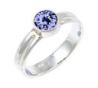 JEWELSTREZORO Piedra preciosa para hombre y mujer, plata de ley 925, elegante, hecha a mano, anillo de regalo TSR133AA, 14, Metal precioso Piedras preci, Tanzanita criada en el laboratorio