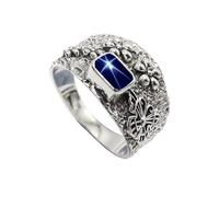 JEWELSTREZORO Pulsera de piedras preciosas de plata de ley 925, para hombre y mujer, joya hecha a mano TSR1122AA, 14, Metal precioso Piedras preci, Blue Lindy Star criada en laboratorio