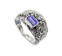 JEWELSTREZORO Pulsera de piedras preciosas de plata de ley 925, para hombre y mujer, joya hecha a mano TSR1122AA, 18, Metal precioso Piedras preci, Tanzanita criada en el laboratorio