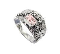 JEWELSTREZORO Pulsera de piedras preciosas de plata de ley 925, para hombre y mujer, joya hecha a mano TSR1122AA, 16, Metal precioso Piedras preci, Morganita criada en el laboratorio